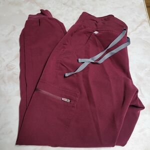 FIGS Zamora Jogger Scrub Pants Small Burgundy W18SW2005
